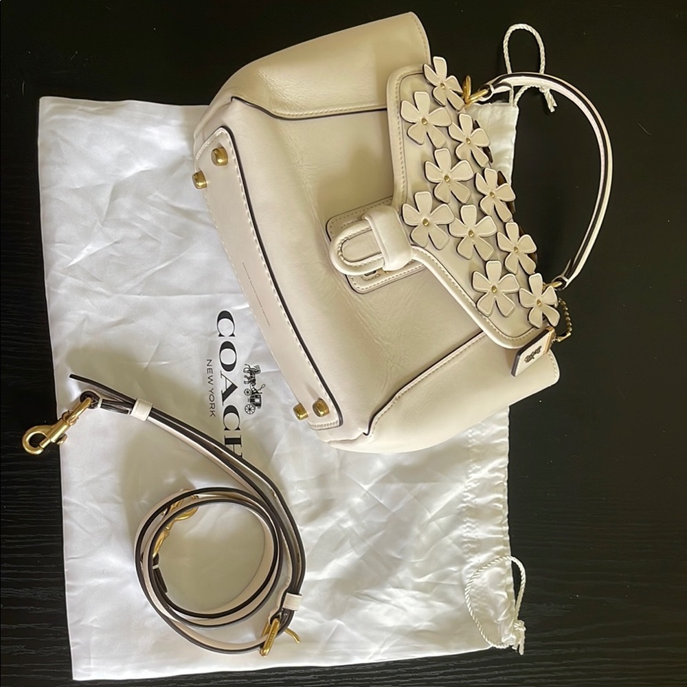 Coach 1941 White Floral Appliqué Top-Handle Satchel - Picture 13 of 13